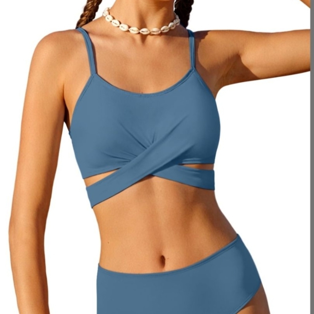 CHIC Blue Crisscross Bikini Set- TEEN/GIRLS SIZE 13/14